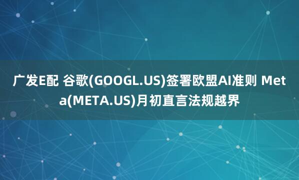 广发E配 谷歌(GOOGL.US)签署欧盟AI准则 Meta(META.US)月初直言法规越界